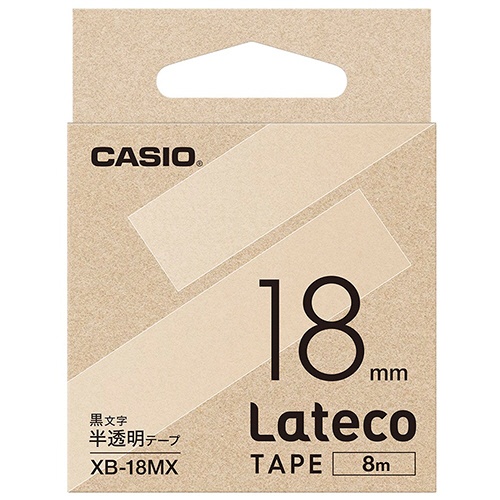 カシオ　ラテコ　詰替用テープ　１８ｍｍ×８ｍ　半透明／黒文字　ＸＢ－１８ＭＸ　１個1