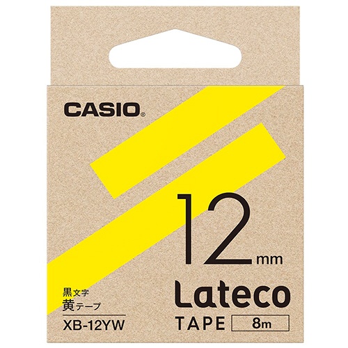 カシオ　ラテコ　詰替用テープ　１２ｍｍ×８ｍ　黄／黒文字　ＸＢ－１２ＹＷ　１個1