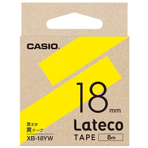 カシオ　ラテコ　詰替用テープ　１８ｍｍ×８ｍ　黄／黒文字　ＸＢ－１８ＹＷ　１個1