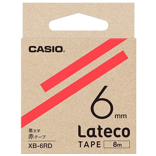 カシオ　ラテコ　詰替用テープ　６ｍｍ×８ｍ　赤／黒文字　ＸＢ－６ＲＤ　１個1