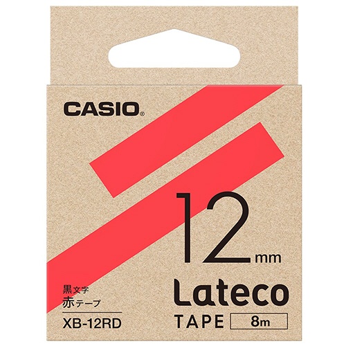 カシオ　ラテコ　詰替用テープ　１２ｍｍ×８ｍ　赤／黒文字　ＸＢ－１２ＲＤ　１個1