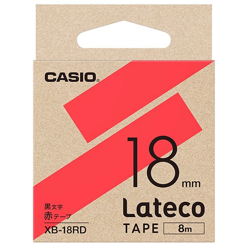 カシオ　ラテコ　詰替用テープ　１８ｍｍ×８ｍ　赤／黒文字　ＸＢ－１８ＲＤ　１個1