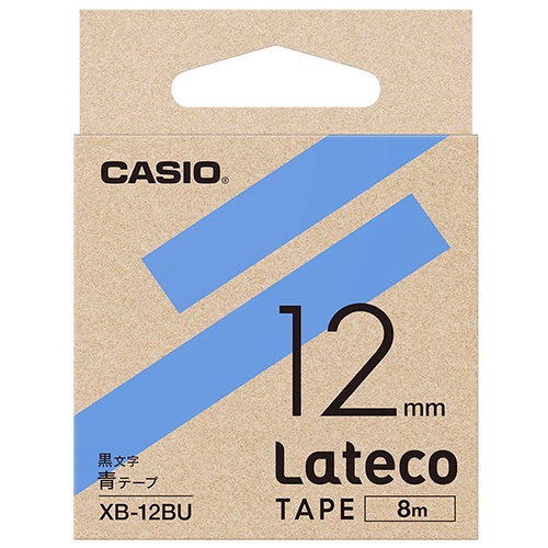カシオ　ラテコ　詰替用テープ　１２ｍｍ×８ｍ　青／黒文字　ＸＢ－１２ＢＵ　１個1