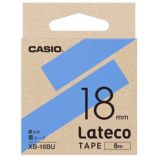 カシオ　ラテコ　詰替用テープ　１８ｍｍ×８ｍ　青／黒文字　ＸＢ－１８ＢＵ　１個1