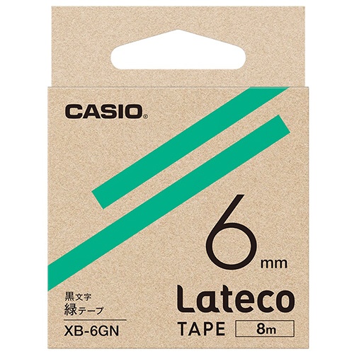 カシオ　ラテコ　詰替用テープ　６ｍｍ×８ｍ　緑／黒文字　ＸＢ－６ＧＮ　１個1
