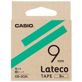 カシオ　ラテコ　詰替用テープ　９ｍｍ×８ｍ　緑／黒文字　ＸＢ－９ＧＮ　１個