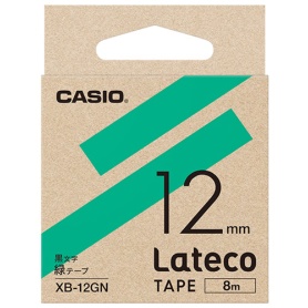 カシオ　ラテコ　詰替用テープ　１２ｍｍ×８ｍ　緑／黒文字　ＸＢ－１２ＧＮ　１個
