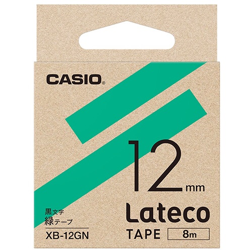 カシオ　ラテコ　詰替用テープ　１２ｍｍ×８ｍ　緑／黒文字　ＸＢ－１２ＧＮ　１個1
