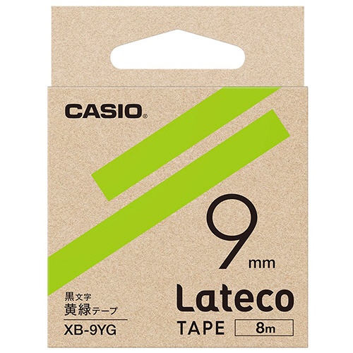 カシオ　ラテコ　詰替用テープ　９ｍｍ×８ｍ　黄緑／黒文字　ＸＢ－９ＹＧ　１個1