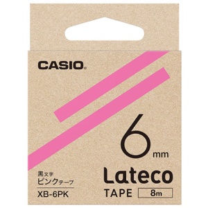 カシオ　ラテコ　詰替用テープ　６ｍｍ×８ｍ　ピンク／黒文字　ＸＢ－６ＰＫ　１個1