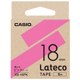 カシオ　ラテコ　詰替用テープ　１８ｍｍ×８ｍ　ピンク／黒文字　ＸＢ－１８ＰＫ　１個