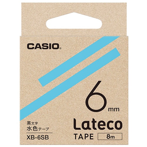 カシオ　ラテコ　詰替用テープ　６ｍｍ×８ｍ　水色／黒文字　ＸＢ－６ＳＢ　１個1
