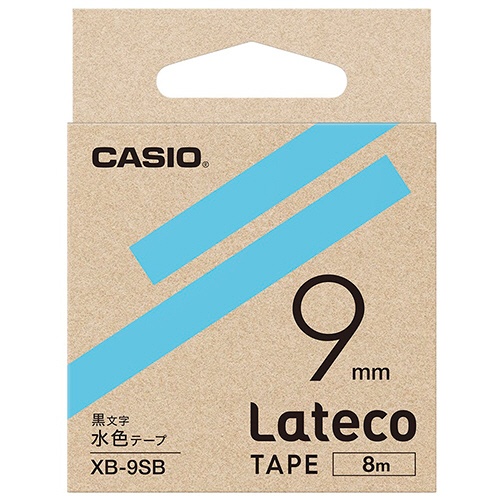 カシオ　ラテコ　詰替用テープ　９ｍｍ×８ｍ　水色／黒文字　ＸＢ－９ＳＢ　１個1