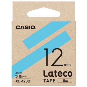 カシオ　ラテコ　詰替用テープ　１２ｍｍ×８ｍ　水色／黒文字　ＸＢ－１２ＳＢ　１個