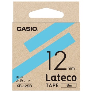 カシオ　ラテコ　詰替用テープ　１２ｍｍ×８ｍ　水色／黒文字　ＸＢ－１２ＳＢ　１個1