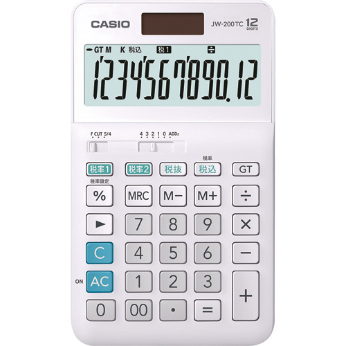 たのめーる】カシオ W税率電卓 12桁 ジャストタイプ JW-200TC-N 1台の通販