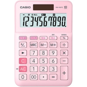 カシオ　Ｗ税率電卓　１０桁　ミニジャストタイプ　ピンク　ＭＷ－１００ＴＣ－ＰＫ－Ｎ　１台1