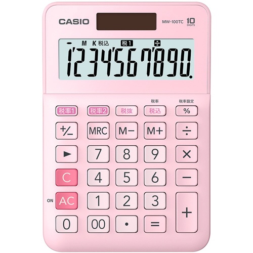 カシオ　Ｗ税率電卓　１０桁　ミニジャストタイプ　ピンク　ＭＷ－１００ＴＣ－ＰＫ－Ｎ　１台1
