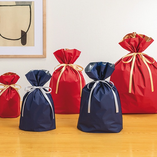 店研創意　ストア・エキスプレス　梨地リボン付ギフトバッグ　ネイビー　２４ｃｍ　１パック（２０枚）3