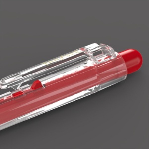 ＴＡＮＯＳＥＥ　ノック式なめらかインク油性ボールペン　グリップ付　０．７ｍｍ　赤　（軸色：クリア）　１パック（１０本）3