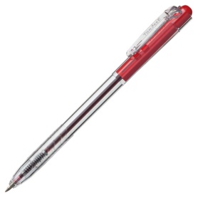 ＴＡＮＯＳＥＥ　ノック式油性ボールペン　０．７ｍｍ　赤　（軸色：クリア）　１パック（１０本）