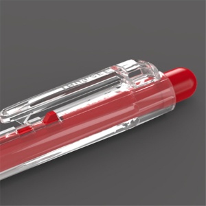 ＴＡＮＯＳＥＥ　ノック式油性ボールペン　０．７ｍｍ　赤　（軸色：クリア）　１パック（１０本）3