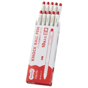 ＴＡＮＯＳＥＥ　ノック式油性ボールペン　０．７ｍｍ　赤　（軸色：白）　１パック（１０本）2