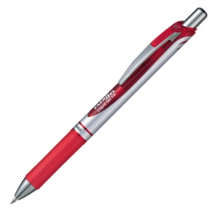 ぺんてる　ゲルインクボールペン　ノック式エナージェル　０.７ｍｍ　赤　（軸色　シルバー）　ＢＬ７７－Ｂ　１本1