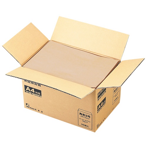 高春堂　ピース　発送用封筒スーパークラフト　テープなし　角２　１００ｇ／ｍ2　業務用パック　７３３－００　１箱（５００枚）2