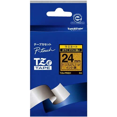 ブラザー　ピータッチ　ＴＺｅテープ　おしゃれテープ　プレミアムタイプ　２４ｍｍ　プレミアムゴールド／黒文字　ＴＺＥ－ＰＲ８５１　１個1