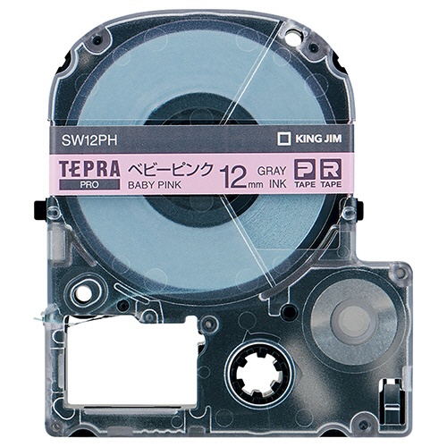 キングジム　テプラ　ＰＲＯ　テープカートリッジ　ソフト　１２ｍｍ　ベビーピンク／グレー文字　ＳＷ１２ＰＨ　１個1