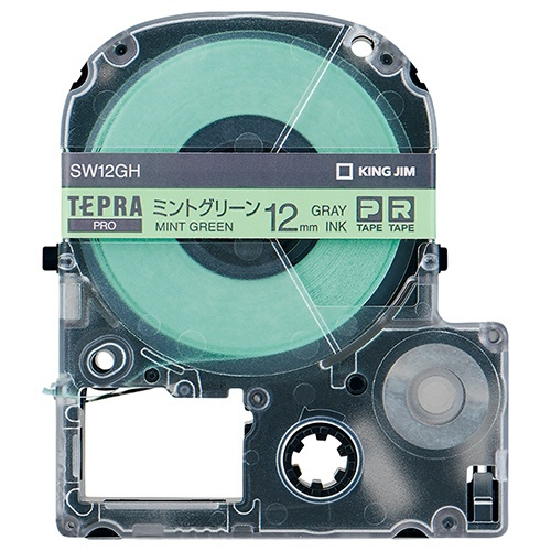 キングジム　テプラ　ＰＲＯ　テープカートリッジ　ソフト　１２ｍｍ　ミントグリーン／グレー文字　ＳＷ１２ＧＨ　１個1