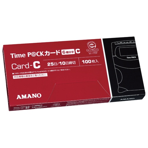 アマノ　ＴｉｍｅＰ＠ＣＫカード　６欄印字Ｃ（２５日締め／１０日締め）　１パック（１００枚）1