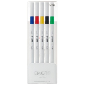 三菱鉛筆　水性サインペン　ＥＭＯＴＴ　５色セット　Ｎｏ．１　ビビッドカラー　ＰＥＭＳＹ５Ｃ．ＮＯ１　１パック