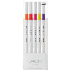 三菱鉛筆　水性サインペン　ＥＭＯＴＴ　５色セット　Ｎｏ．２　パッションカラー　ＰＥＭＳＹ５Ｃ．ＮＯ２　１パック1
