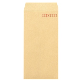 ピース　Ｒ４０再生紙クラフト封筒　テープのり付　長３　８５ｇ／ｍ2　〒枠あり　業務用パック　４９７　１箱（１０００枚）
