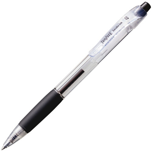 ＴＡＮＯＳＥＥ　ノック式油性ボールペン（なめらかインク）　０．７ｍｍ　黒　（軸色：クリア）　１本1