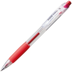 ＴＡＮＯＳＥＥ　ノック式油性ボールペン（なめらかインク）　０．７ｍｍ　赤　（軸色：クリア）　１本1