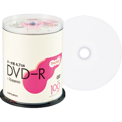 【クリックでお店のこの商品のページへ】TANOSEE 三菱ケミカルメディア データ用DVD-R 4.7GB 1-16倍速 ホワイトワイドプリンタブル スピンドルケース DHR47JP100T 1パック(100枚) DHR47JP100T