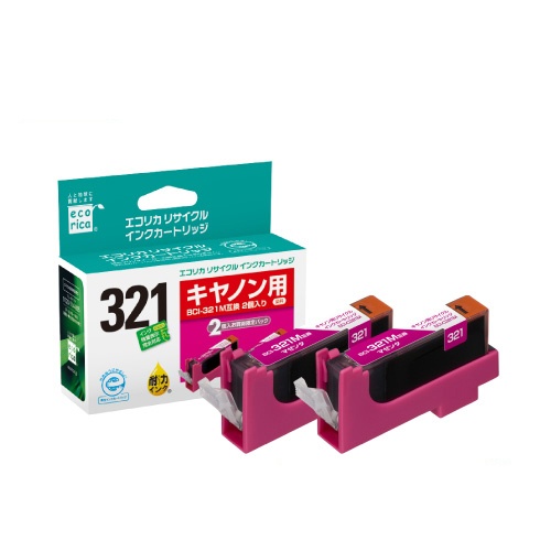 エコリカ　リサイクルインクカートリッジ　マゼンタ（染料）　［キヤノン：ＢＣＩ－３２１Ｍ互換］　ＥＣＩ－Ｃ３２１Ｍ－２ＰＴ　１箱（２個）1