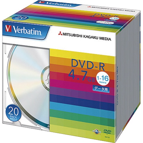 バーベイタム　データ用ＤＶＤ－Ｒ　４．７ＧＢ　１－１６倍速　ブランドシルバー　５ｍｍスリムケース　ＤＨＲ４７Ｊ２０Ｖ１　１パック（２０枚）1