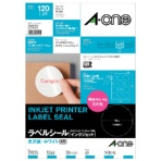 エーワン　ラベルシール［インクジェット］　光沢紙・ホワイト　Ａ４　１２面　丸型６０ｍｍφ　２９２２５　１冊（１０シート）
