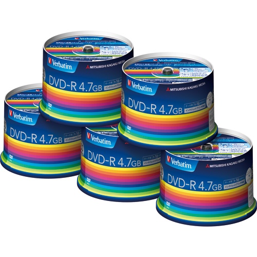 バーベイタム　データ用ＤＶＤ－Ｒ　４．７ＧＢ　１－１６倍速　ホワイトワイドプリンタブル　スピンドルケース　ＤＨＲ４７ＪＰ５０Ｖ３Ｃ　１箱（２５０枚：５０枚×５個）1