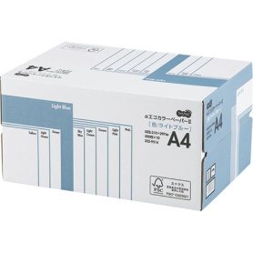 【たのめーる】TANOSEE αエコカラーペーパーII A4 ライトブルー 業務用パック 1箱(5000枚:500枚×10冊)の通販