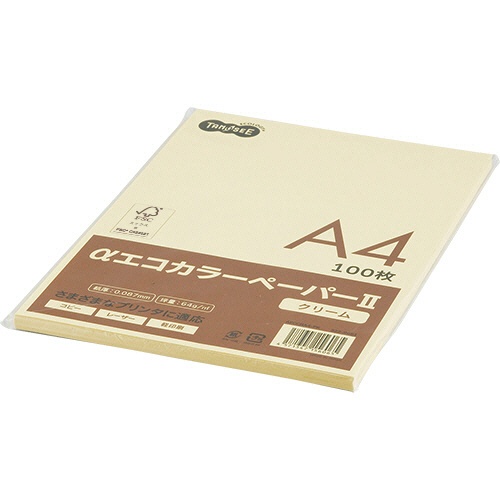 ＴＡＮＯＳＥＥ　αエコカラーペーパーII　Ａ４　クリーム　少枚数パック　１冊（１００枚）1
