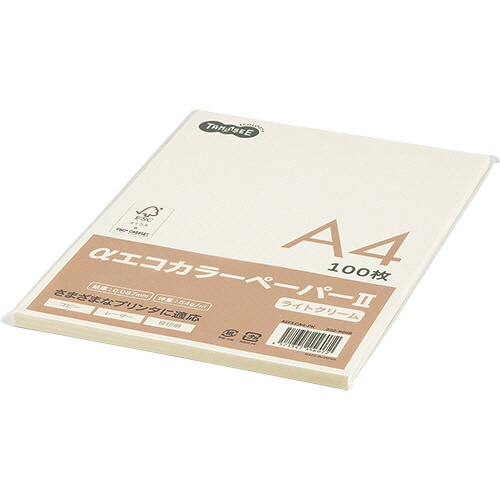 ＴＡＮＯＳＥＥ　αエコカラーペーパーII　Ａ４　ライトクリーム　少枚数パック　１冊（１００枚）1