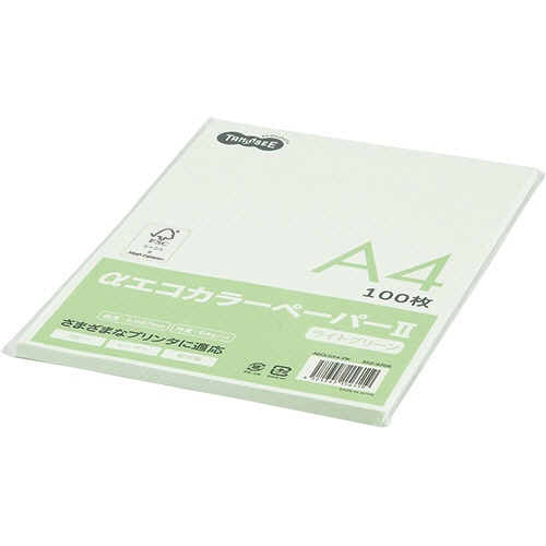 ＴＡＮＯＳＥＥ　αエコカラーペーパーII　Ａ４　ライトグリーン　少枚数パック　１冊（１００枚）1