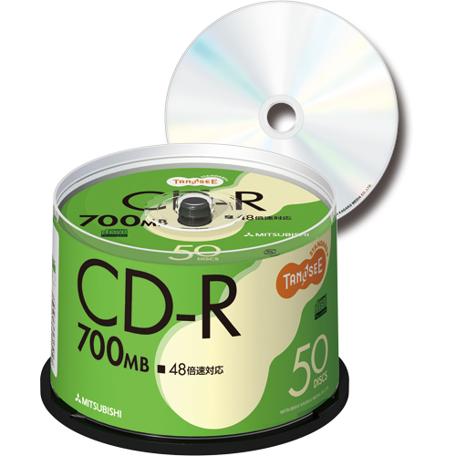【クリックで詳細表示】TANOSEE 三菱ケミカルメディア データ用CD-R 700MB 48倍速 ブランドシルバー スピンドルケース SR80FC50T 1パック(50枚) SR80FC50T