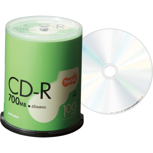 【クリックでお店のこの商品のページへ】TANOSEE 三菱ケミカルメディア データ用CD-R 700MB 48倍速 ブランドシルバー スピンドルケース SR80FC100T 1パック(100枚) SR80FC100T