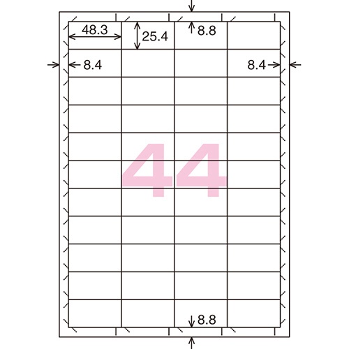 コクヨ　プリンタを選ばない　はかどりラベル（各社共通レイアウト）　Ａ４　４４面　２５．４×４８．３ｍｍ　ＫＰＣ－Ｅ１４４１－１００Ｎ　１冊（１００シート）2